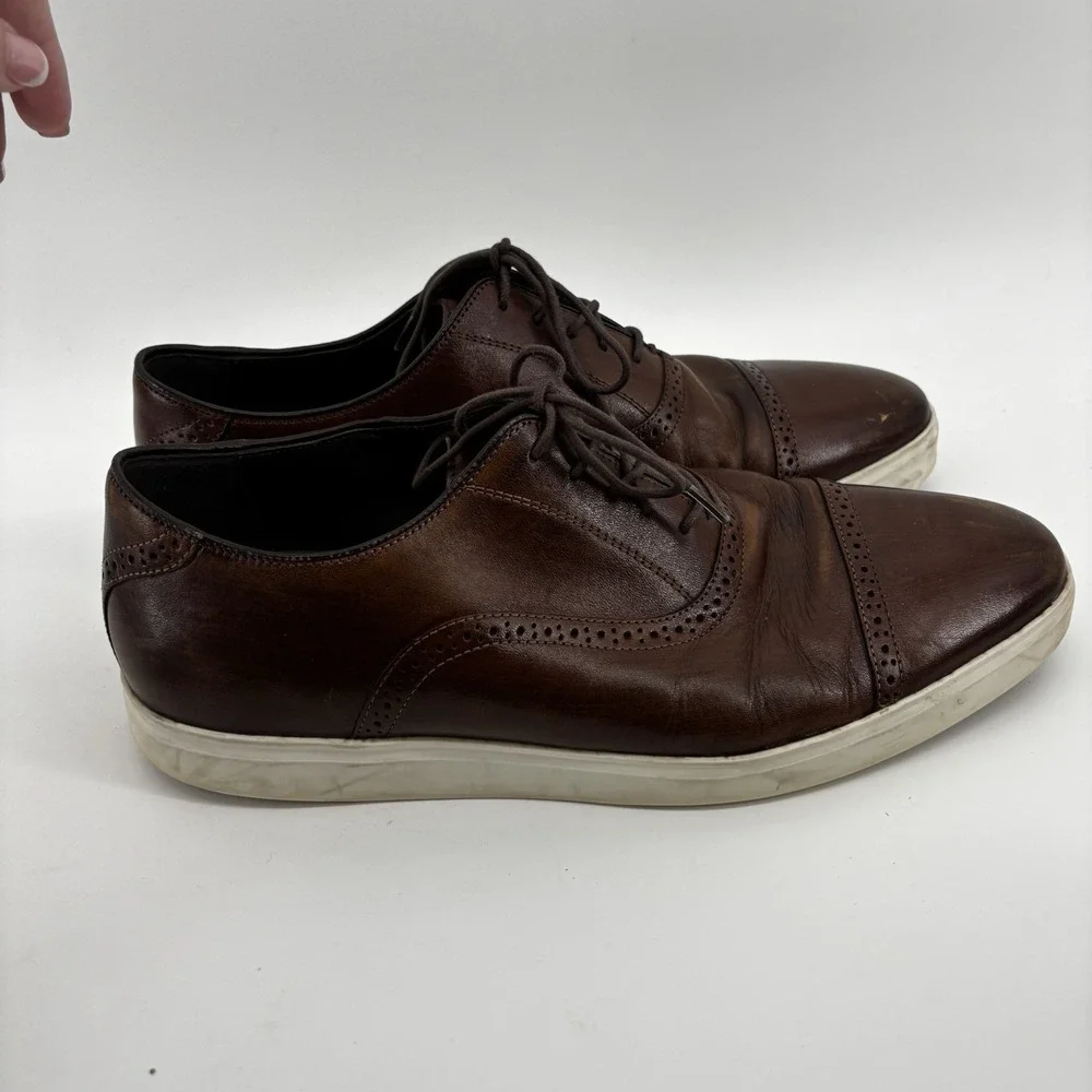 Johnston Murphy Brown Leather Dress Shoe‎ Trufoam Mens Size 10 M Oxford 20 6642